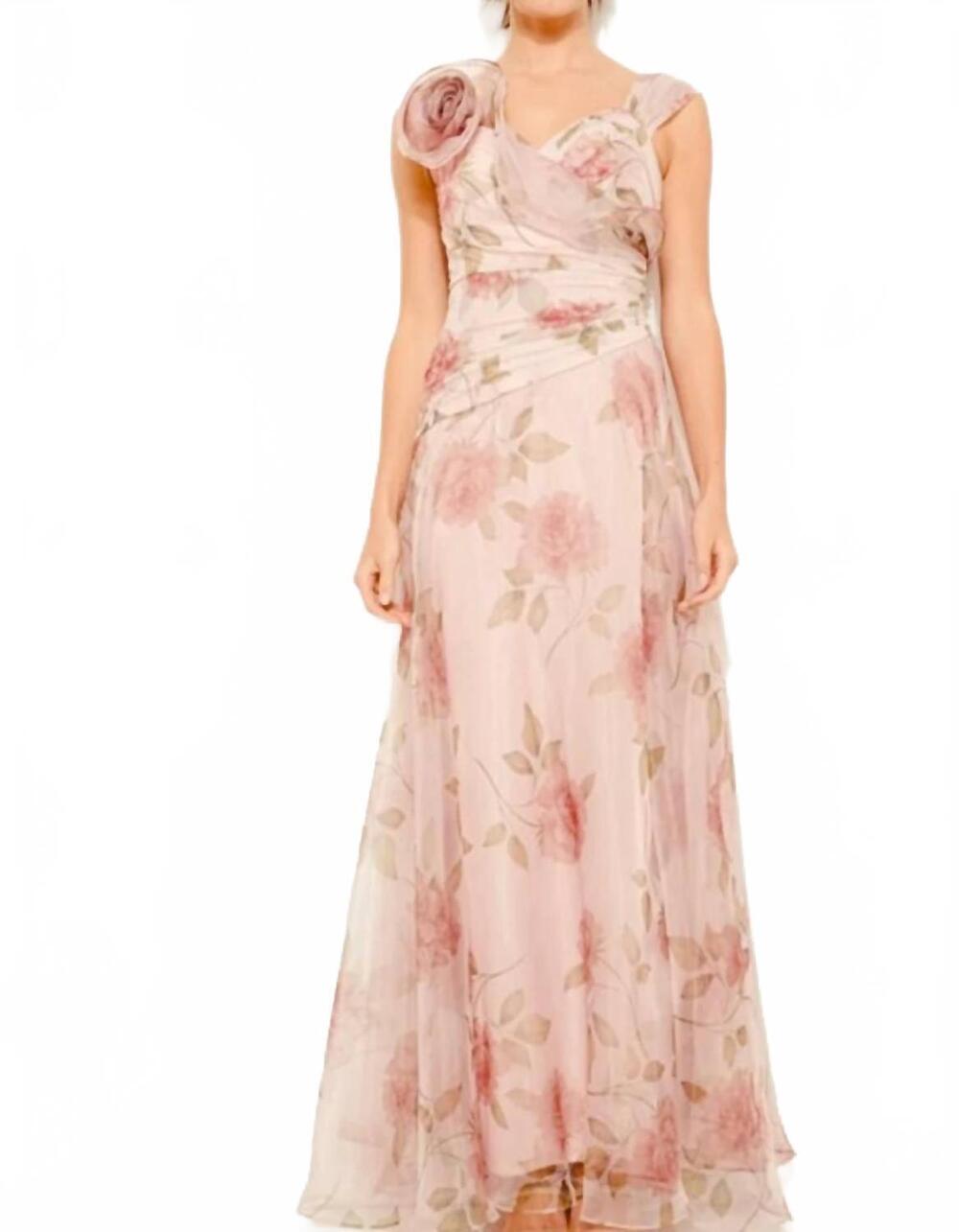 NEW INA FASHION rosette detail maxi dress in blush floral